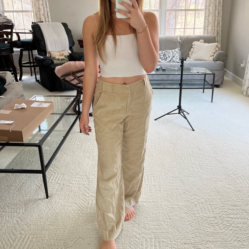 old navy 100% linen khaki pants size 2